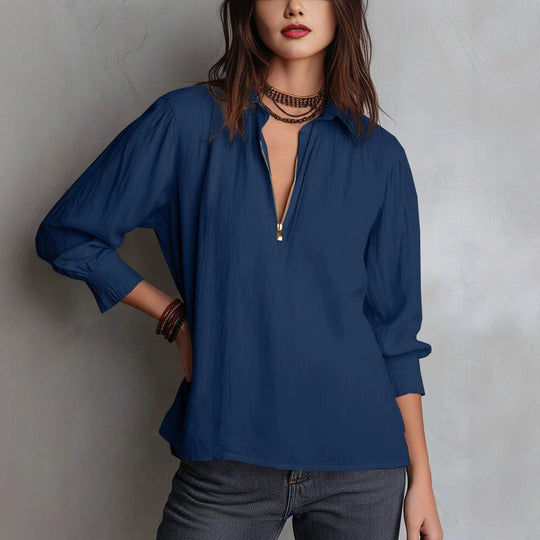 Damenbluse mit halblangem Arm und Reißverschluss EB