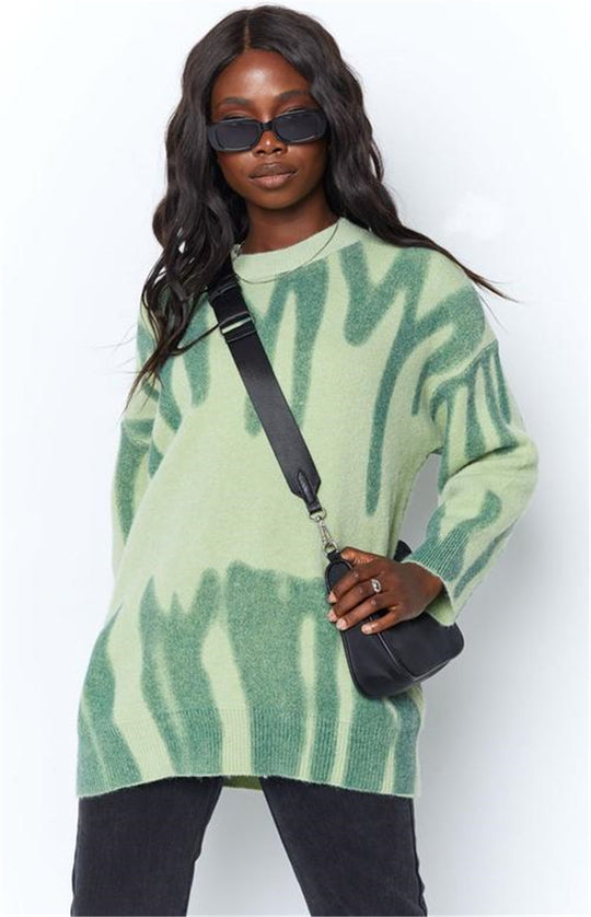 Damen Lässiger Pullover mit einzigartigem Farbverlauf und weitem Schnitt EB