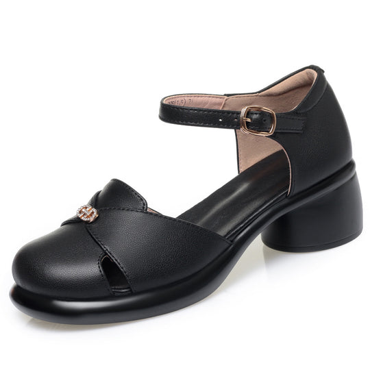 Damen elegante Mary Jane Schuhe mit komfortablem Blockabsatz EB