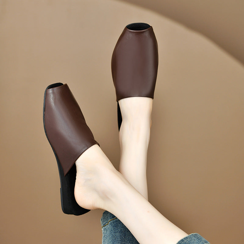 Damen Offene Mules aus hochwertigem Leder mit rutschfester Sohle EB