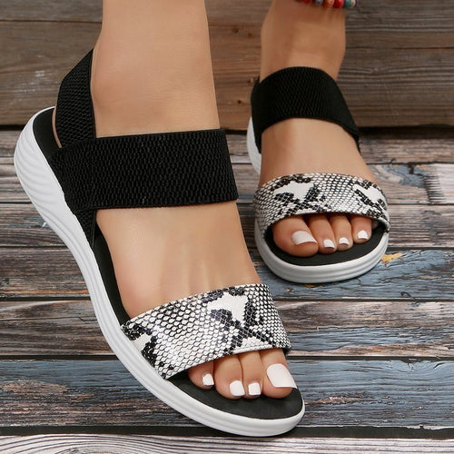 Damen Freizeitsandalen mit elastischen Riemen und rutschfester Sohle EB