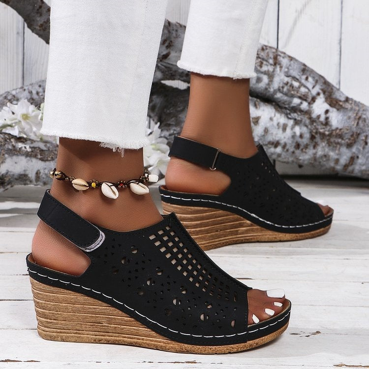Damen Komfortable Wedge-Sandalen mit luftiger Netzstruktur EB