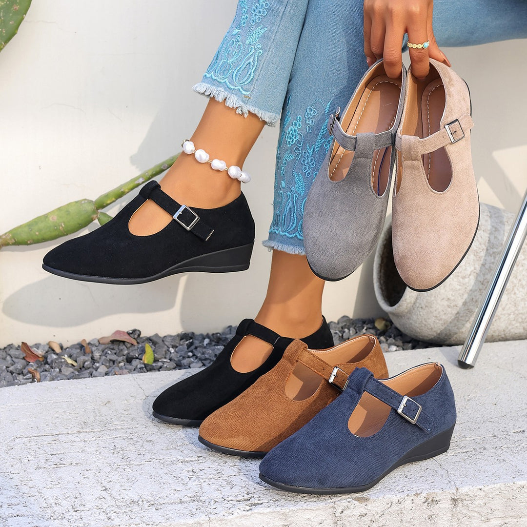 Damen bequeme Mary Jane Schuhe mit dezentem Schnallenverschluss EB