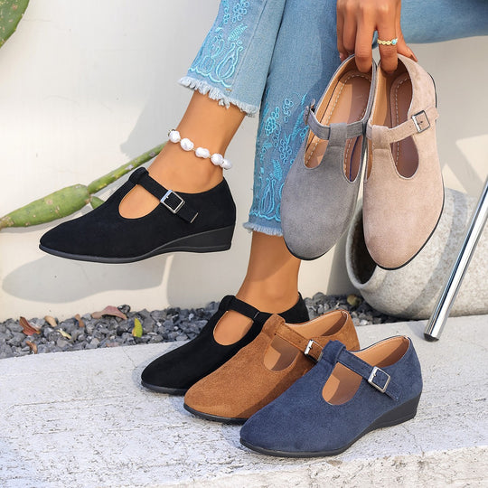 Damen bequeme Mary Jane Schuhe mit dezentem Schnallenverschluss EB