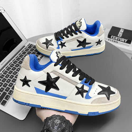 Damen modische Sneakers mit auffälligem Sternen-Design und gepolsterter Sohle EB