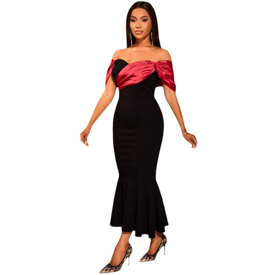 Damen Elegantes schnittloses Abendkleid mit voluminösem Taillenvolant EB