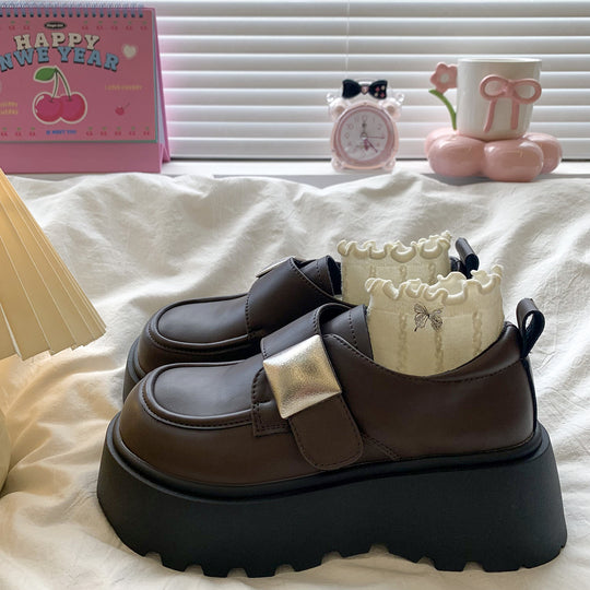 Damen Plateau-Schuhe mit modischem Riemen und eleganter Schnalle EB