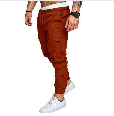 Herren nan taillierter Cargo-Jogger mit elastischem Bund, Kordelzug und aufgesetzten Taschen EB