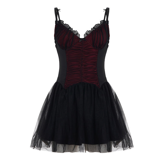 Damen Sexy Spitzenkleid im figurbetonten Design mit glänzendem Unterrock EB