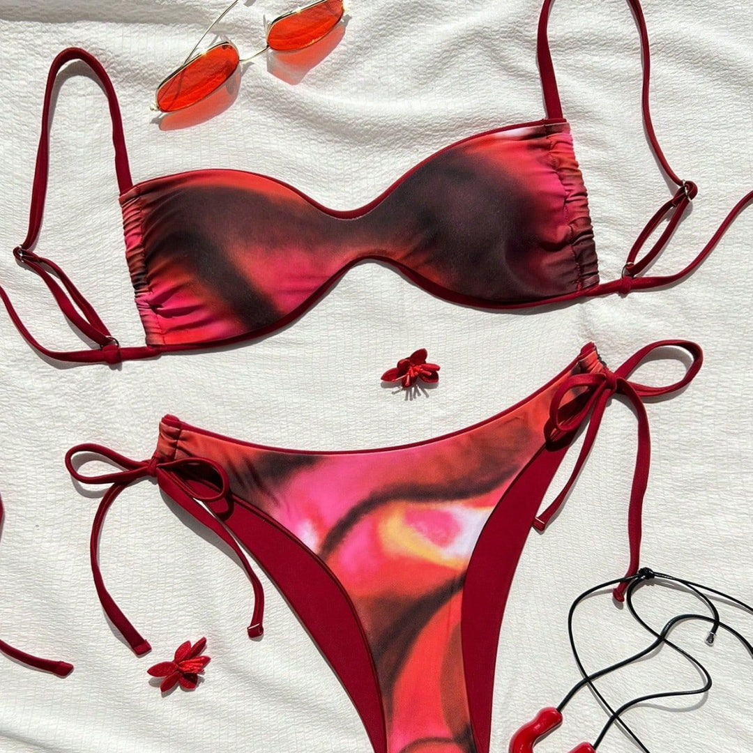 Damen Push-Up Bikini mit elegantem Animal-Print und verstellbaren Trägern EB
