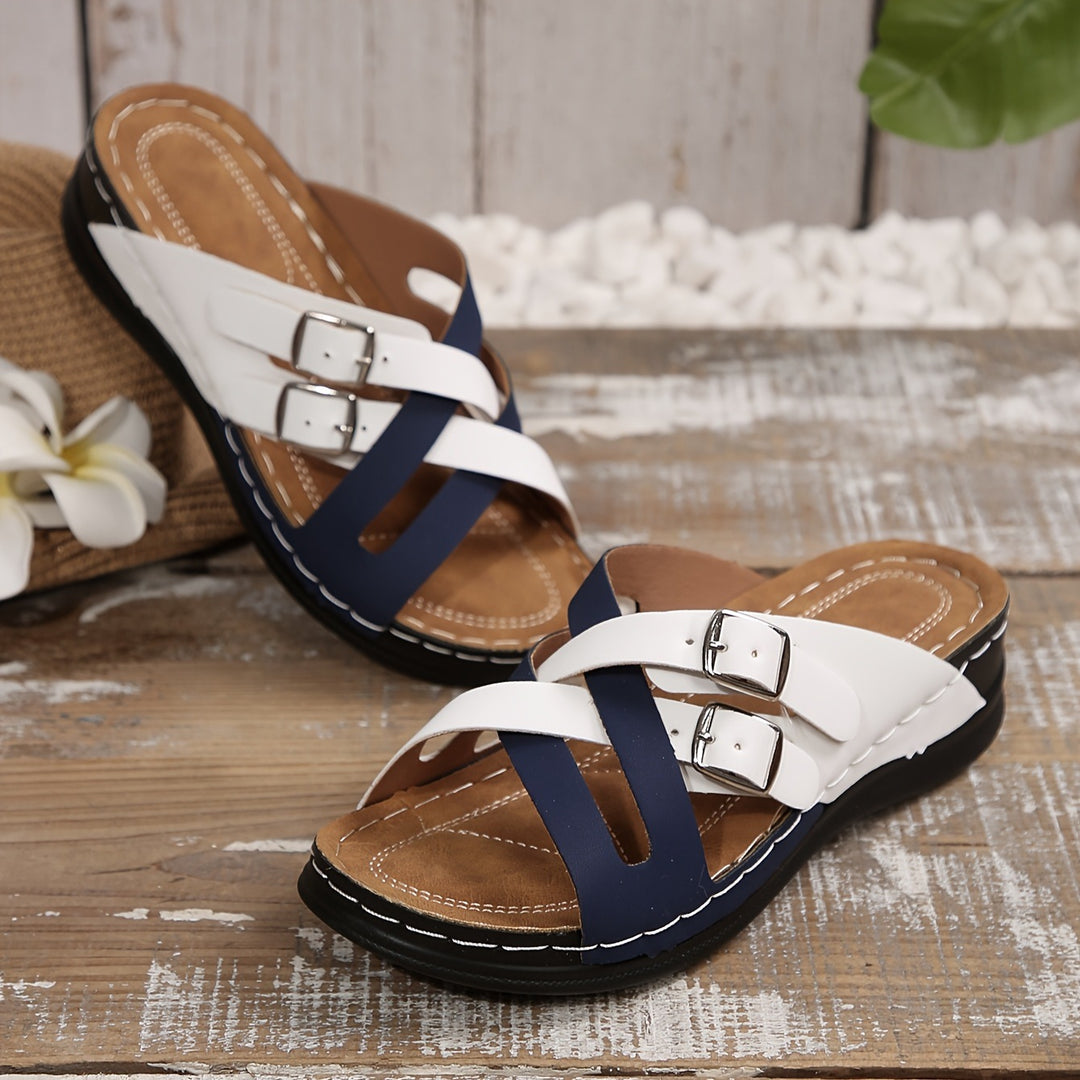 Damen komfortable Clogs mit dekorativen Schnallen EB