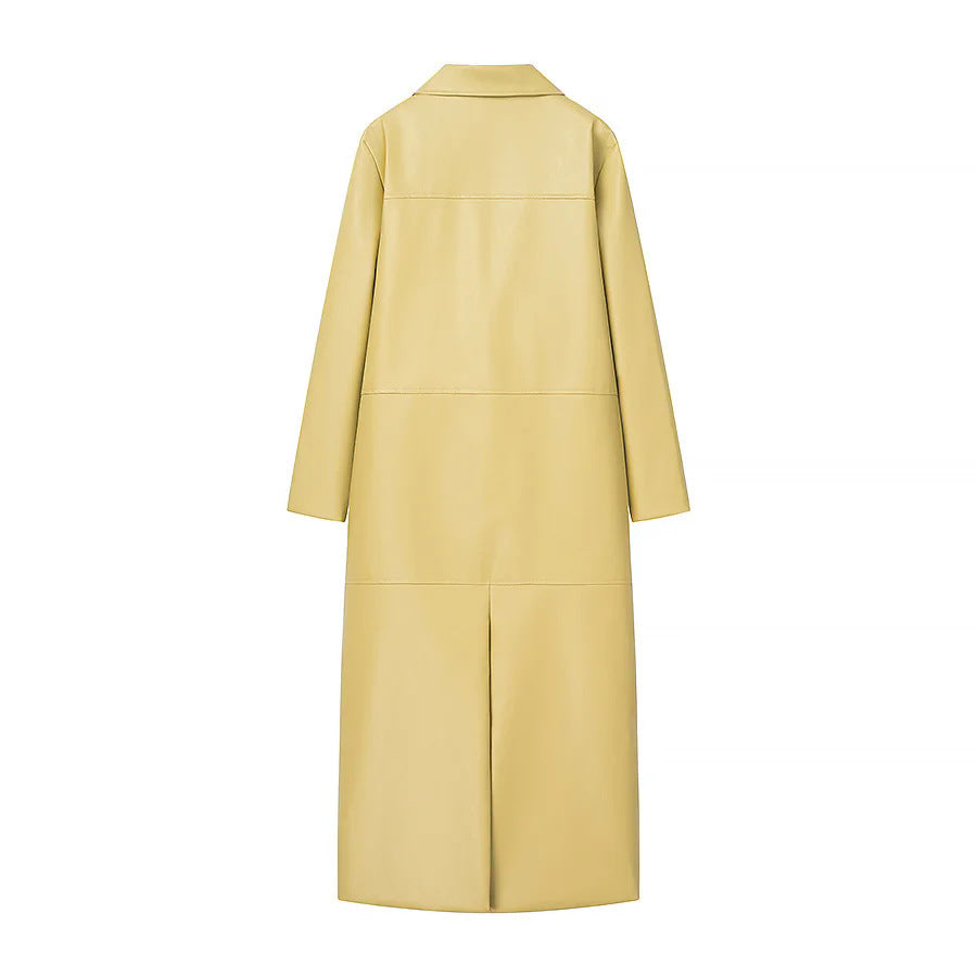 Damen elegante Kunstledermantel EB