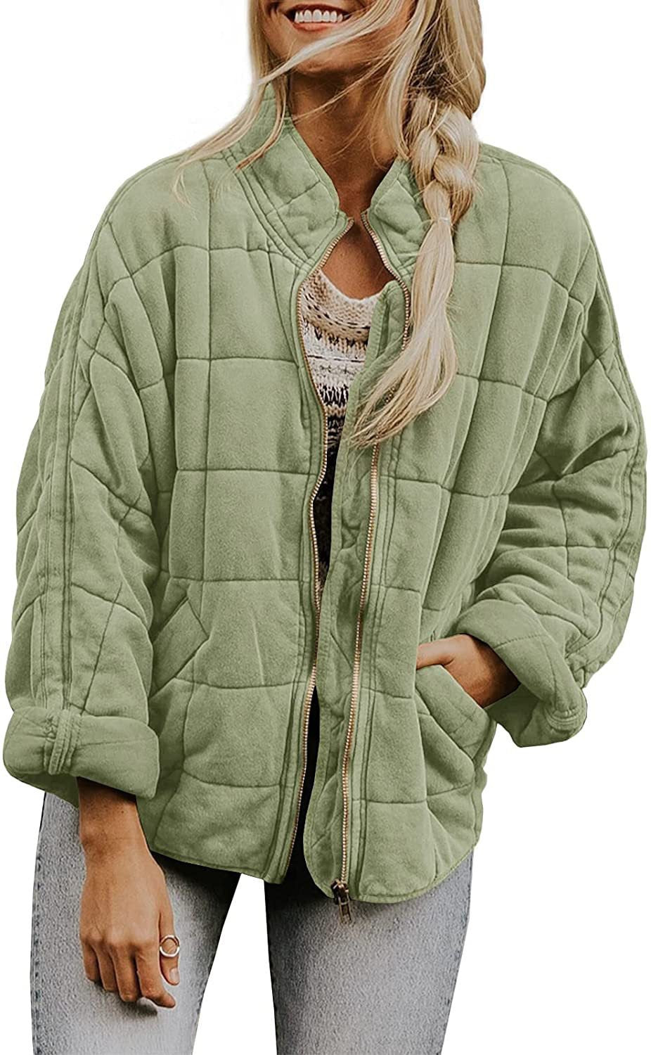 Damen gesteppte Kapuzenjacke mit Reißverschluss und Taschen EB
