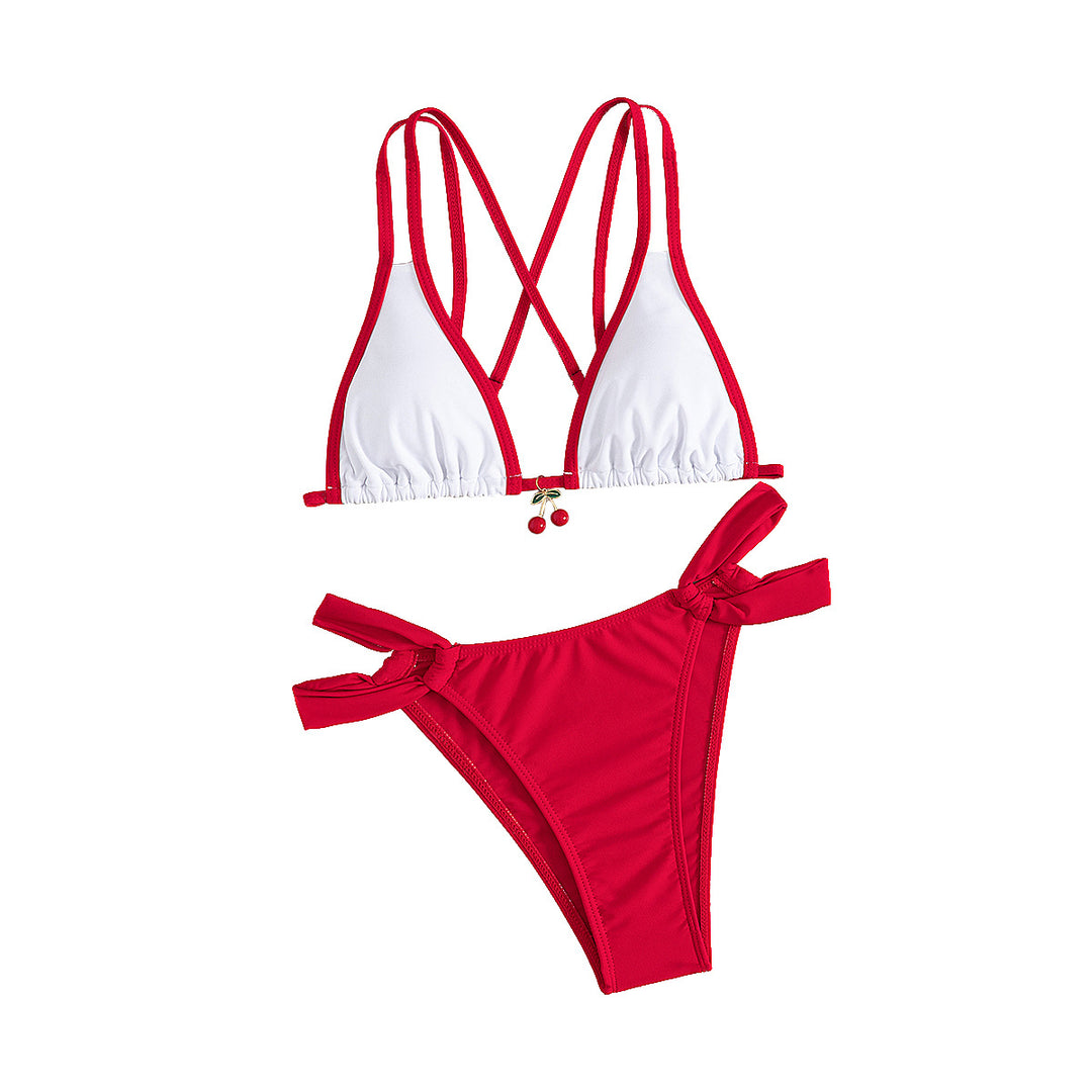 Damen Triangel-Bikini mit modischen Knoten und verspielten Details EB