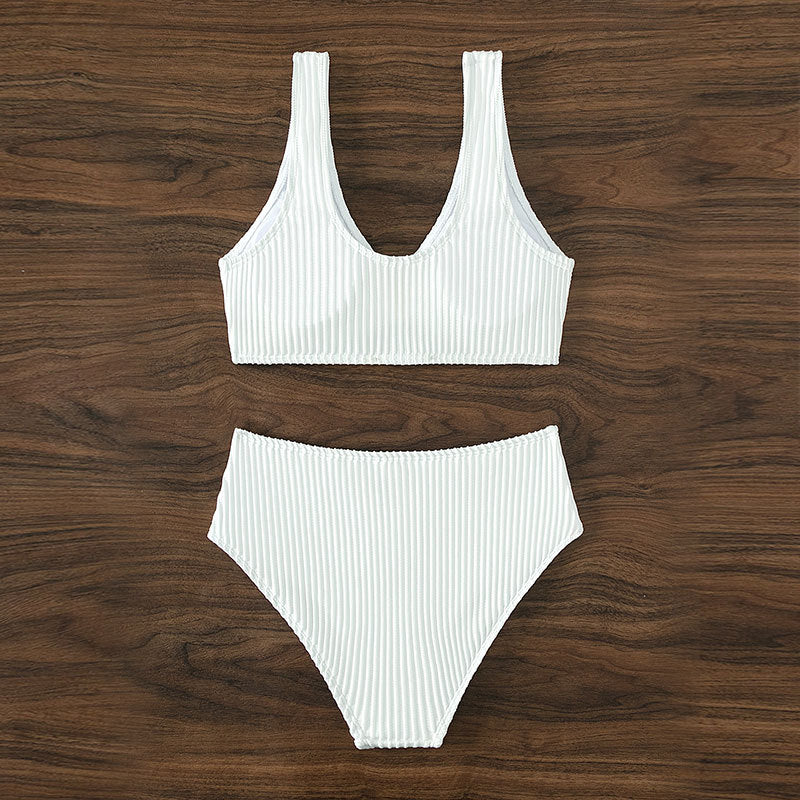 Damen Hochtailliertes Bikiniset mit eleganter Struktur EB