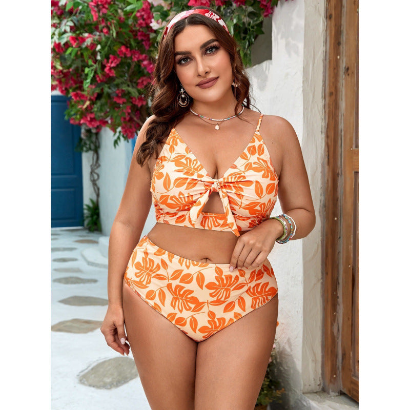 Damen Bikini-Set mit hohem Bund und verspieltem Schnürdetail EB