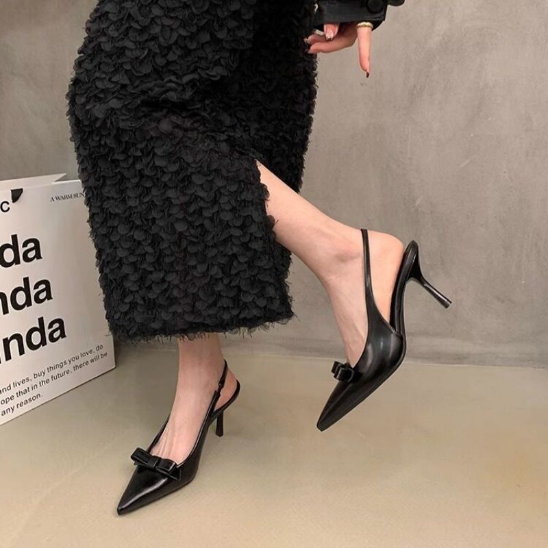 Damen elegante Slingback-Pumps mit zarter Schleifenverzierung EB