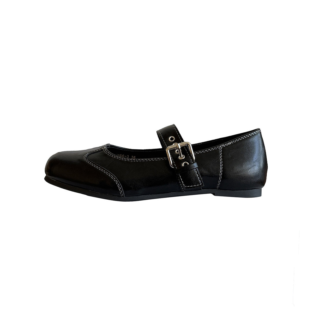 Damen Elegant verspielt Mary Jane Ballerinas mit dekorativem Riemen EB