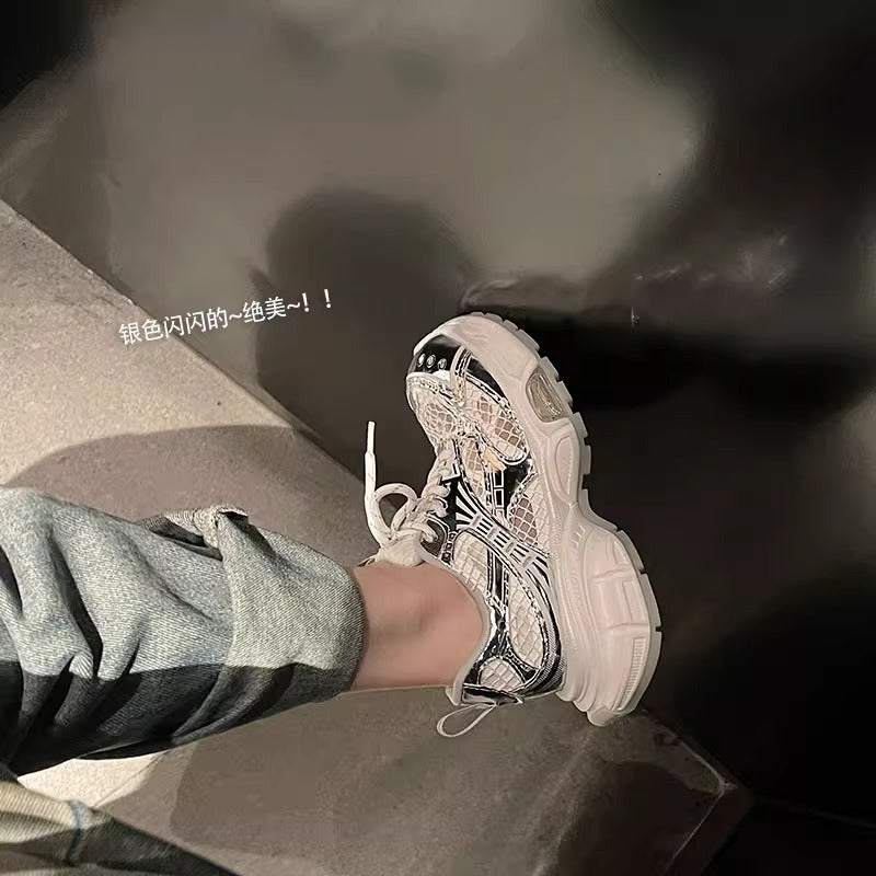 Damen modische Sneaker mit atmungsaktiver Oberflächenstruktur und dämpfender Sohle EB