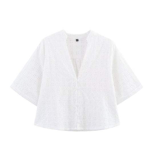 Damen luftiges Set mit broderie anglaise und weit geschnittenem Oberteil EB
