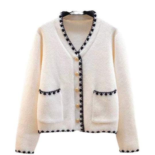 Damen Strickcardigan mit kontrastierenden Knöpfen und Taschen EB