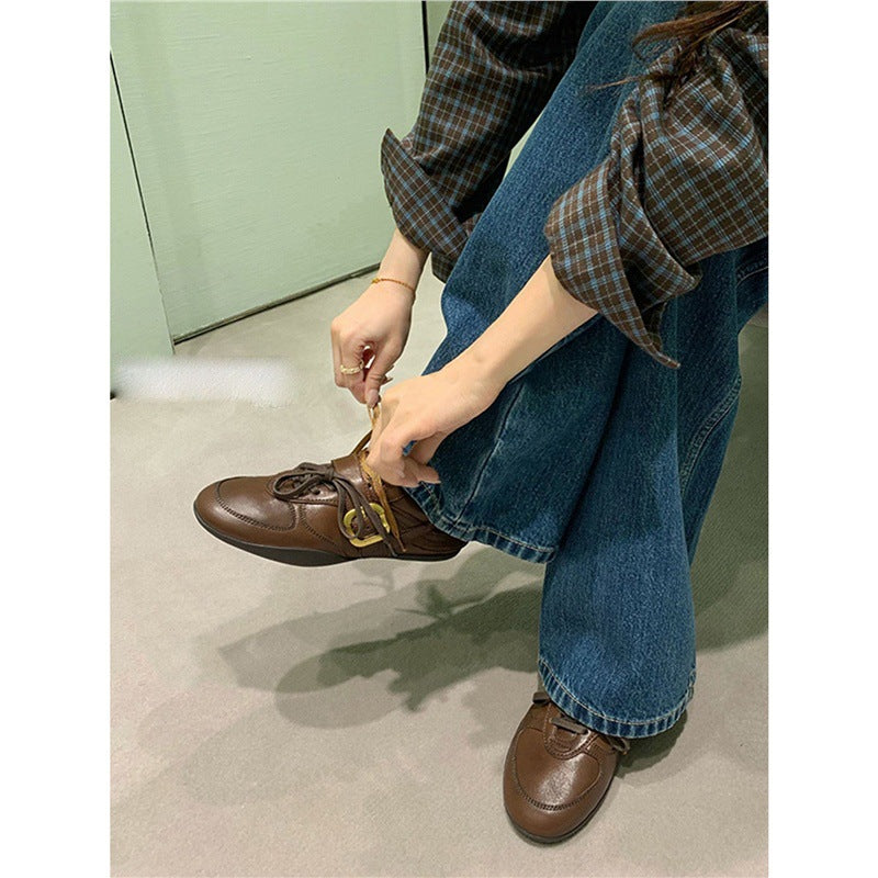 Damen elegante Schnürschuhe mit modischer Schnalle EB