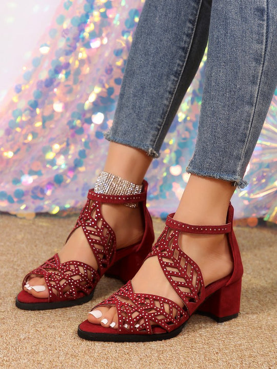 Damen Elegante Sandalen mit glamourösem Strassdetail und modischem Riemendesign EB