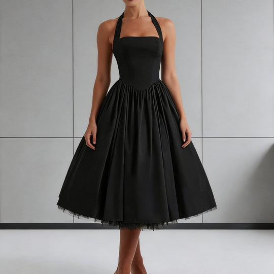 Damen Elegantes A-Linien Cocktailkleid mit schulterfreier Halterung und weichem Baumwollstoff EB