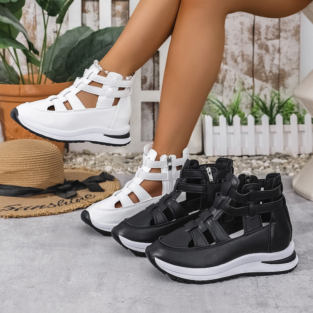Damen Sportliche Plateausandalen mit verstellbarem Riemendesign EB