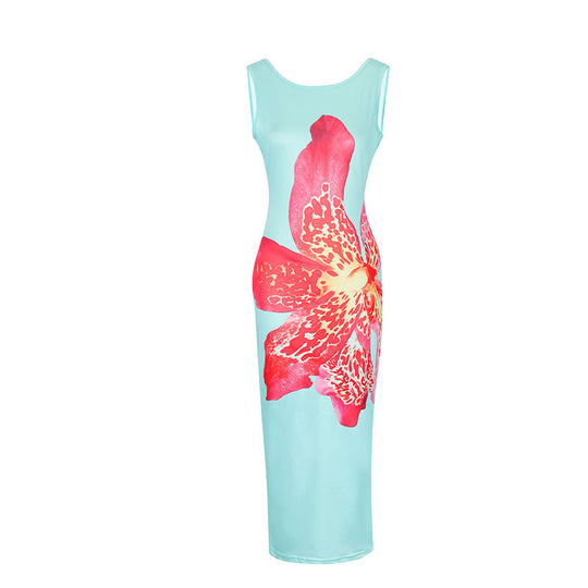 Damen Maxikleid mit floralem Design und figurbetonter Silhouette EB