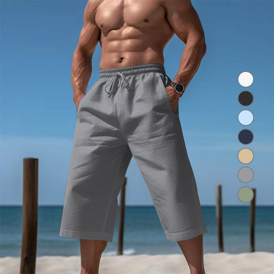 Herren nan lässige knielange Bermuda-Shorts mit elastischem Bund und Tunnelzug EB