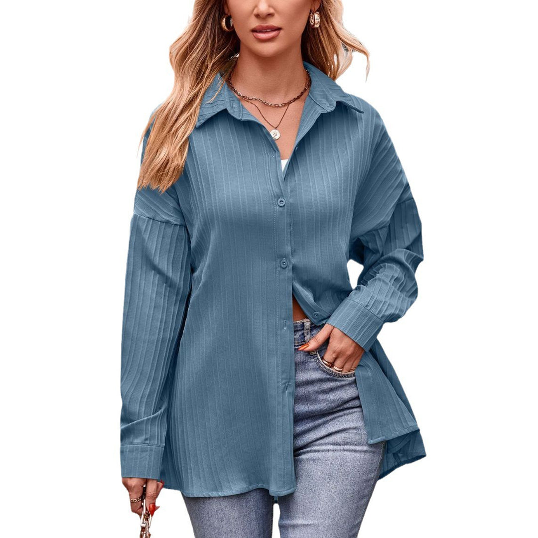 Damen Elegante gestreifte Bluse im Oversized-Schnitt EB