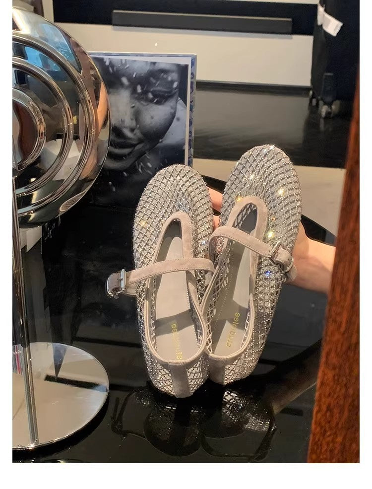 Damen Glamouröse Mules mit funkelndem Strass-Design EB