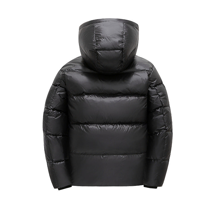 Herren glänzende Thermo-Steppjacke mit reflektierender Innenlage, Kapuze und wärmeisolierender Wattierung EB