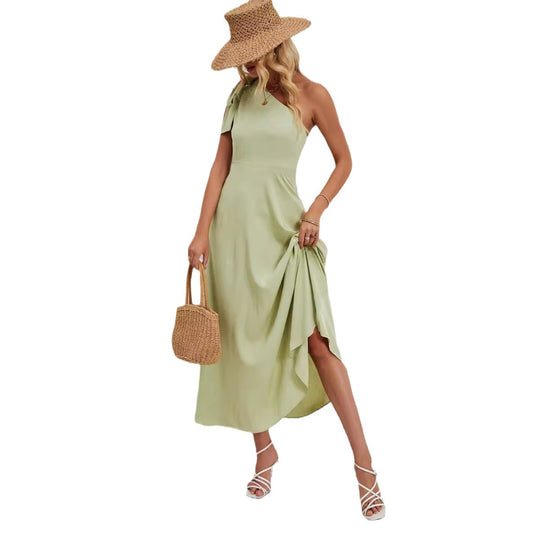 Damen Maxikleid mit asymmetrischem Design und Trägerdetail EB