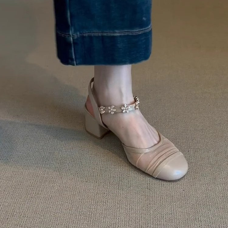 Damen Slingback-Pumps mit floraler Verzierungsdetails und komfortablem Fersenbereich EB