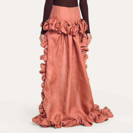 Damen High-Low Rock mit voluminösen Rüschendetails EB