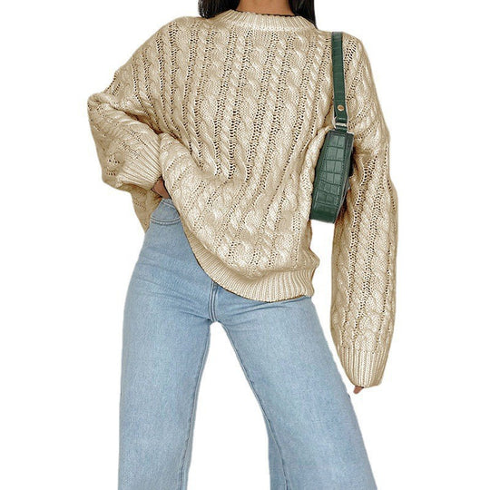 Damen Grobstrickpullover mit raffiniertem Zopfmuster aus weichem Material EB
