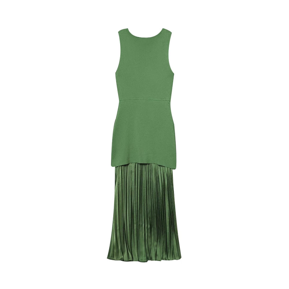 Damen Maxikleid mit plissiertem Rock und körpernahem Oberteil EB