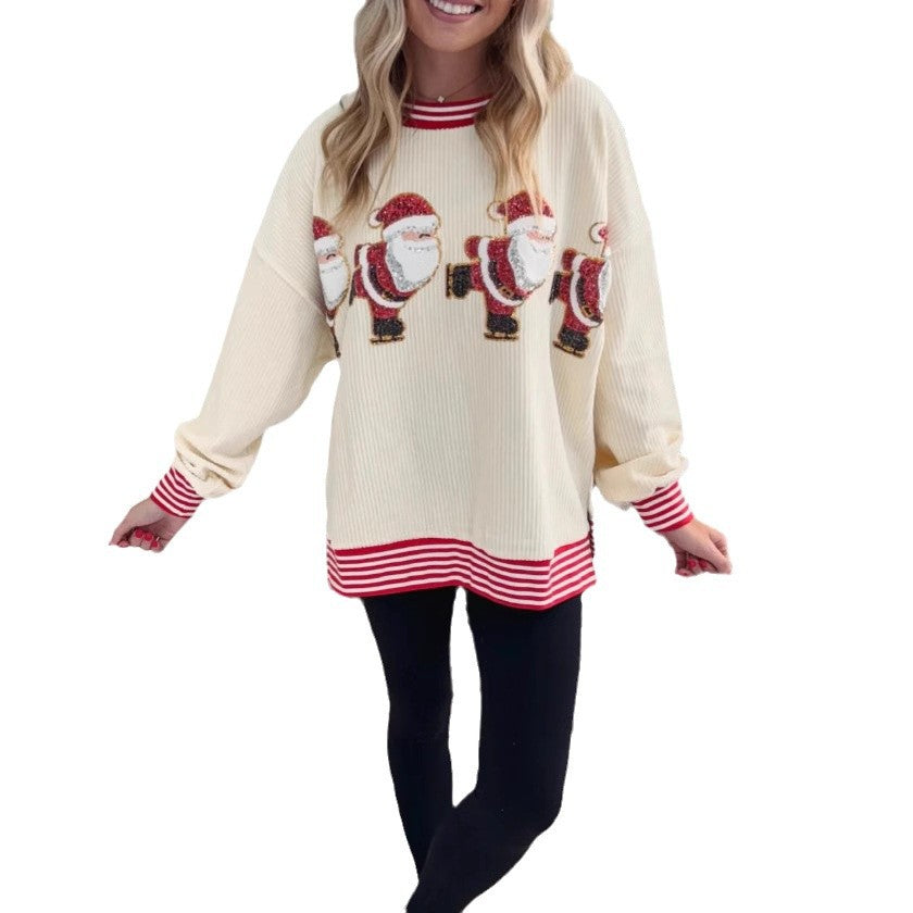 Damen Oversized Sweater mit festlichem Weihnachtsmotiv EB