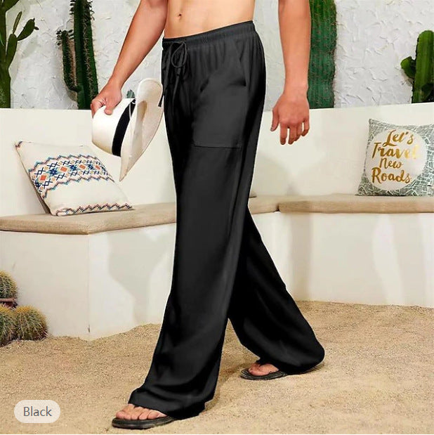Herren nan weite Leinenhose mit Tunnelzug, aufgesetzten Seitentaschen und Relaxed-Fit Eichborn Berlin