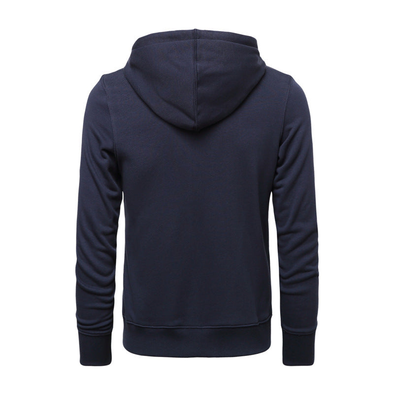 Herren nan schmal geschnittener Zip-Hoodie mit Metall-Reißverschluss, doppellagiger Kapuze und Kängurutasche EB