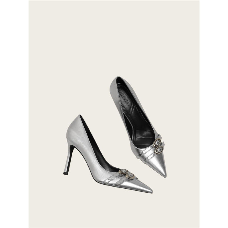 Damen elegante High Heel Pumps mit Schmuckakzent EB