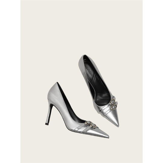 Damen elegante High Heel Pumps mit Schmuckakzent EB