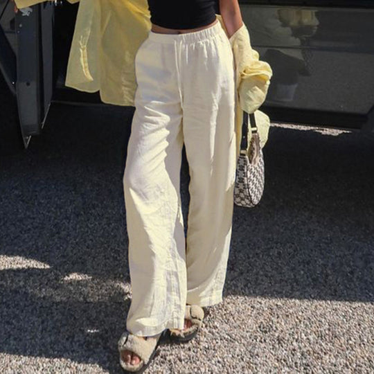 Damen weite Sommerhose mit verstellbarem Bund und praktischen Seitentaschen EB