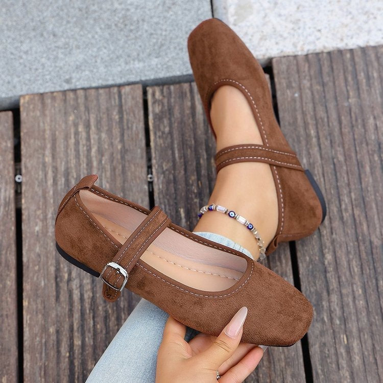 Damen Elegante Ballerinas mit verstellbarem Riemen EB