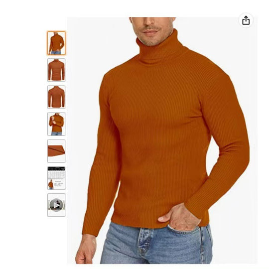 Herren Stehkragen Pullover aus ribbeltem Strick EB