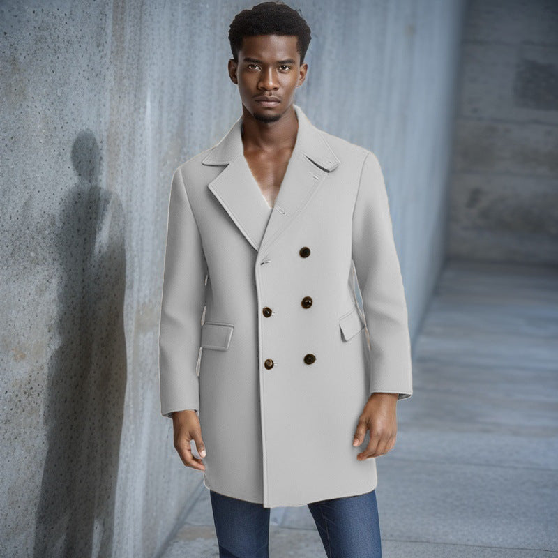 Herren eleganter Doppelreiher-Mantel mit modernem Schnitt und praktischen Taschen EB