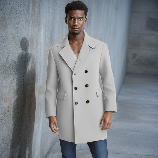 Herren eleganter Doppelreiher-Mantel mit modernem Schnitt und praktischen Taschen EB