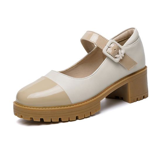Damen Mary Jane Ballerinas mit modischem Riemen und komfortablem Absatz EB